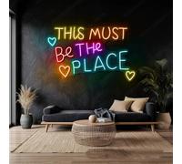 Xusdamyj Este debe ser el lugar colorido corazón neón signo, T cita colorida llevó la luz