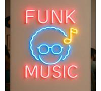 Xusdamyj Funk Music Neon Cartel Led Cartel Música Neón Sign Letrero Luminoso para Livehouses, Bocadios, Fiestas, Partidos, Estudios de Música, Hogar y Clubes
