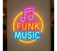 Xusdamyj Funk Music Neon Cartel Led Cartel Música Neón Sign Letrero Luminoso para Livehouses, Bocadios, Fiestas, Partidos, Estudios de Música, Hogar y Clubes