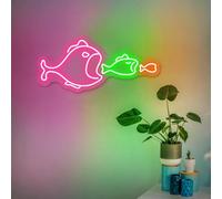 Xusdamyj Letrero de neón de peces decoración LED mar arte luz signo LED logo marinero pared decoración cartel fiesta habitación decoración grande peces pequeños dormitorio neón