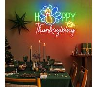 Xusdamyj Turquía Feliz Acción de Gracias neón signo calabaza LED signo decoración, personaje personalizado