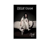 Xuseoua Póster de Billie con diseño de álbum de música de Eilish con portada vintage, póster de música firmado para habitación, lienzo estético, arte de pared, decoración de dormitorio, 12 x 18