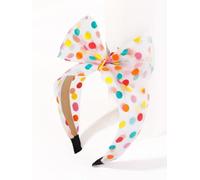 Xushengsheng Diadema blanca con lazo para niñas, bonita diadema redonda con diseño de arco iris, accesorio para el pelo para mujeres y niñas.