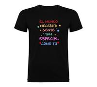 Xusilimo Camiseta Personalizada Unisex de Algodón - Regalo Original El Mundo Necesita - A Todo Color - Mujer y Hombre - Regalos Personalizados (FR/ES, Letras, M, Regular, Regular, Negro)