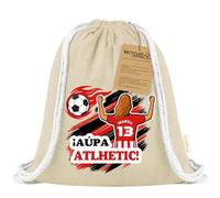 Xusilimo Mochila Infantil de Cuerdas en Algodón Reciclado, Ligera y Resistente, Perfecta para Regalos, Colegio y Excursiones, Diseño Único para amantes de futbol (Athletic, Natural, Chica)