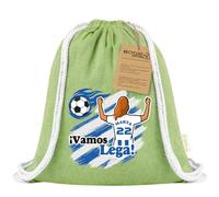 Xusilimo Mochila Infantil de Cuerdas en Algodón Reciclado, Ligera y Resistente, Perfecta para Regalos, Colegio y Excursiones, Diseño Único para amantes de futbol (Leganes, Verde, Chica)