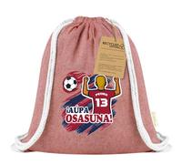 Xusilimo Mochila Infantil de Cuerdas en Algodón Reciclado, Ligera y Resistente, Perfecta para Regalos, Colegio y Excursiones, Diseño Único para amantes de futbol (Osasuna, Rojo, Chica)