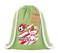 Xusilimo Mochila Infantil de Cuerdas en Algodón Reciclado, Ligera y Resistente, Perfecta para Regalos, Colegio y Excursiones, Diseño Único para amantes de futbol (Sevilla, Verde, Chica)