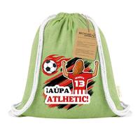 Xusilimo Mochila Infantil de Cuerdas en Algodón Reciclado, Ligera y Resistente, Perfecta para Regalos, Colegio y Excursiones, Diseño Único para amantes de futbol (Athletic, Verde, Chica)