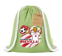 Xusilimo Mochila Infantil de Cuerdas en Algodón Reciclado, Ligera y Resistente, Perfecta para Regalos, Colegio y Excursiones, Diseño Único para amantes de futbol (Sevilla, Verde, Chico)