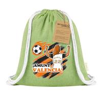 Xusilimo Mochila Infantil de Cuerdas en Algodón Reciclado, Ligera y Resistente, Perfecta para Regalos, Colegio y Excursiones, Diseño Único para amantes de futbol (Valencia, Verde, Chica)
