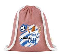 Xusilimo Mochila Infantil de Cuerdas en Algodón Reciclado, Ligera y Resistente, Perfecta para Regalos, Colegio y Excursiones, Diseño Único para amantes de futbol (Leganes, Rojo, Chica)