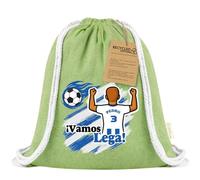 Xusilimo Mochila Infantil de Cuerdas en Algodón Reciclado, Ligera y Resistente, Perfecta para Regalos, Colegio y Excursiones, Diseño Único para amantes de futbol (Leganes, Verde, Chico)