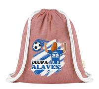 Xusilimo Mochila Infantil de Cuerdas en Algodón Reciclado, Ligera y Resistente, Perfecta para Regalos, Colegio y Excursiones, Diseño Único para amantes de futbol (Alavés, Rojo, Chica)