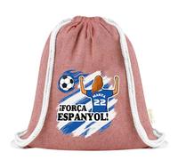 Xusilimo Mochila Infantil de Cuerdas en Algodón Reciclado, Ligera y Resistente, Perfecta para Regalos, Colegio y Excursiones, Diseño Único para amantes de futbol (Español, Rojo, Chica)