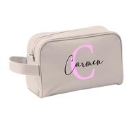 Xusilimo Neceser con Diseño Inicial - Guarda tu Maquillaje - Accesorios de Baño - Unisex - Niños y Adultos - Práctico para Todos (Nombre + Inicial, Natural)