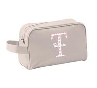Xusilimo Neceser con Diseño Inicial - Guarda tu Maquillaje - Accesorios de Baño - Unisex - Niños y Adultos - Práctico para Todos (Inicial Vichy, Natural)
