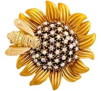 xutao Broche de girasol dorado para mujer - Joyería moderna con diamantes de imitación