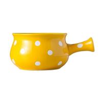 XUTCEKOUYR Cuenco con mango de cerámica, fideos for desayuno for el hogar, sopa, avena, congee, olla pequeña for leche, adecuado for uso familiar o diario(5inch Yellow)