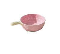 XUTCEKOUYR Cuenco con mango de cerámica, fideos for desayuno for el hogar, sopa, avena, congee, olla pequeña for leche, adecuado for uso familiar o diario(Pink)
