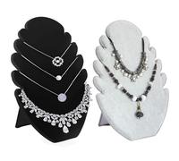 xutong 2 expositores para collar, expositor de collares, con 5 ranuras para cadena, para colgar collares, joyeros, organizador para joyas, terciopelo, color negro y gris