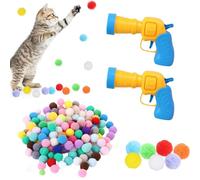 xutong 2 piezas pistola de bola de peluche para gato, bola interactiva para gatos, juguetes para gatos y lanzadores de bolas, juguetes interactivos para gatos de interior (3 cm, multicolor)