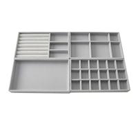xutong 4 Pcs Organizador De Joyas,Organizador de Joyas Para Cajones, bandejas apilables para joyas,Bandeja Para Guardar y Exhibir Aretes, Collares,Anillos, pulseras (Gris)