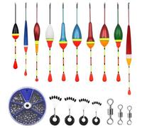xutong Juego de tackle de pesca con poses de colores, 205 piezas rojo plomo pesca 10 piezas flotadores pesca set 4 piezas topes de goma pesca 3 piezas remolino pesca accesorios de pesca para