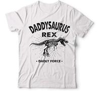 XUTSE DaddysaurRex Gift for Dad Ideas Dadly Force Funny Tshirt T Shirt Man 100% Cotton Sleeve Shirt White XL