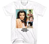 XUTSE Ferris Bueller Cast Collage Men's T Shirt Comedy Movie Sloane Cameron Grace White M