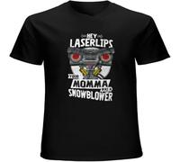 XUTSE Men's Hey Laser Lips T Shirt Unisex Johnny 5 Short Circuit Robot Funny 80' Casual Graphic Comfortable Tops Black 3XL