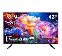 XUW Smart TV Full HD de 43 pulgadas, televisor con retroiluminación D-LED, diseño sin bordes, interfaz HDMI USB DVB-T2/S2 RJ45, pantalla grande para sala de estar, dormitorio, entretenimiento en casa