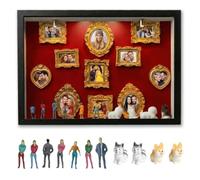 Xuwajeyu Marco de fotos mini museo DIY, figuras humanas en miniatura, caja de siluetas con marco dorado, marco de fotos miniatura decoración vintage para salón y dormitorio (light no included)