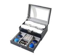 XUWEWI Caja Expositora para Relojes Cajas de Almacenamiento de Relojes con Cerradura de Cuero PU con 12 Ranuras, cajón de exhibición de joyería for Hombres y Mujeres(Grey)