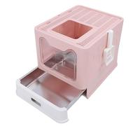 XUXHOU Caja de para Gatos de Acero Inoxidable Tipo Cajón, a Prueba de Olores, Antisalpicaduras, Inodoro Plegable para Gatos, Adecuado para Hogares con Varios Tamaño: 20x16x15 (Pink)