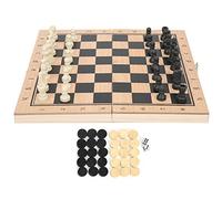 XUXHOU Juego de Ajedrez, Damas y Backgammon 3 en 1, Tablero Plegable de Madera con Almacenamiento Portátil para Entretenimiento Familiar (S)