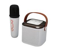 XUXHOU Karaoke Portable Machine Premium Sounder con Micrófono Inalámbrico para Fiesta en Casa, Mini Set Karaoke para Viajar, Hotel (White)