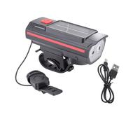 XUXHOU Luz para Bicicleta, Luz Delantera Solar para Bicicleta Modos de Carga Duales de Alto Brillo Bocina de 200 M 120 DB, con Tecnología Antideslumbrante, para Bicicletas de Montaña