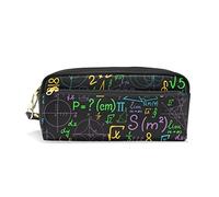 XuXiang Estuche de gran capacidad y pluma de cuero PU bolso multicolor patrón matemático cremallera papelería suministros lápiz bolsa maquillaje Comestic
