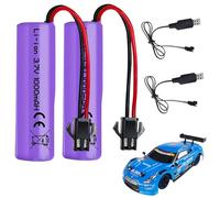 XUXLEKK 1000mAh 3.7V Litio RC Batería, 2PCS Recargables 1000 mAh con 2 Cargadores USB SM-2P Plug, Universal Recambio Batery para Barcos, Tanques, Coches, Robots, Stunt Car, Barcos
