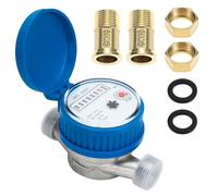 XUXLEKK Contador de Agua, Medidor De Agua Fría De 15 MM con Cubierta Protectora y Accesorios, Medidor De Agua para Jardín Calibrado De 1/2 Pulgada, Contador Agua para el Hogar, Jardín, Uso Doméstico