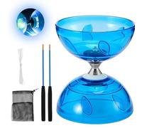 XUXLEKK Diábolo LED con Rodamientos de Bolas, Juego de Malabarismo, Diábolo Que Brilla en la Oscuridad, para Niños y Adultos, Principiantes Profesionales (Azul)