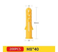 XUXPFJ 200 Piezas de Tubo de expansión de plástico M6*30mm M8*40mm tapón de Goma Tubo de plástico Columna de Nailon Tornillo de expansión tapón de Anclaje Tacos de Pared(M8x40mm)