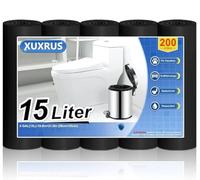 XUXRUS 200 Bolsas de Basura 15L, Bolsa Basura Pequeña para Baño, Negra, Resistente, Antifugas, Antidesgarro, Sin Olor para Cocina, Salón, Oficina (50 x 55 cm)