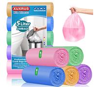 XUXRUS 200 Bolsas de Basura 5L (38x43cm), Bolsas Basura Pequeñas Colores, Resistentes, Sin Olor, a Prueba de Fugas, para Cocina, Oficina y Hogar