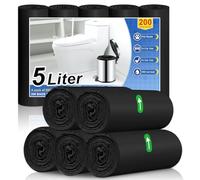 XUXRUS 200 bolsas de basura pequeñas, 5 l, bolsas de basura para baño, 40 x 45 cm, negras bolsas de basura, antirroturas, antifugas, resistentes, sin olor para cocina, salón, oficina