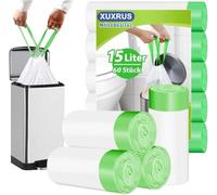 XUXRUS Bolsa Basura 15L con Cierre de Cordón 60 Uds Bolsas de Basura 50x50cm, Material Grueso y Limpio, Antifugas y Duradero, Ideal para Cocina, Oficina y Hogar Sostenible