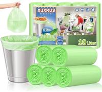 XUXRUS Bolsas de Basura 10 L Verdes (45×50 cm) - 200 Bolsa Basura Pequeña Resistente, Antifugas y Antidesgarro para Cocina, Baño, Oficina