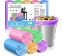XUXRUS Bolsas de Basura 15-20 L de Colores, Resistentes y Duraderas, Antidesgarro y Antifugas, 100 Bolsas Basura para Baño, Cocina y Oficina, Fáciles de Usar
