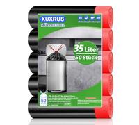 XUXRUS Bolsas de Basura 35L con Cierre de Cordón, Negras 60x70cm, 50 Uds, Resistentes, Antifugas y Reforzadas, para Cocina, Baño y Oficina